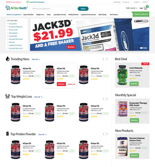 Website Redesigning for Dietary Supplement Industry in USA - AllStarHealth Website Redesigning for Dietary Supplement Industry in USA - AllStarHealth