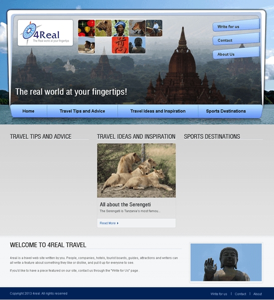 WordPress Based Travel Website - 4Real WordPress Based Travel Website - 4Real