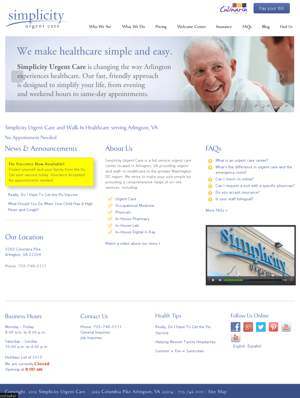 Website for Hospital 'Simplicity Urgent Care' in Wordpress Website for Hospital 'Simplicity Urgent Care' in Wordpress
